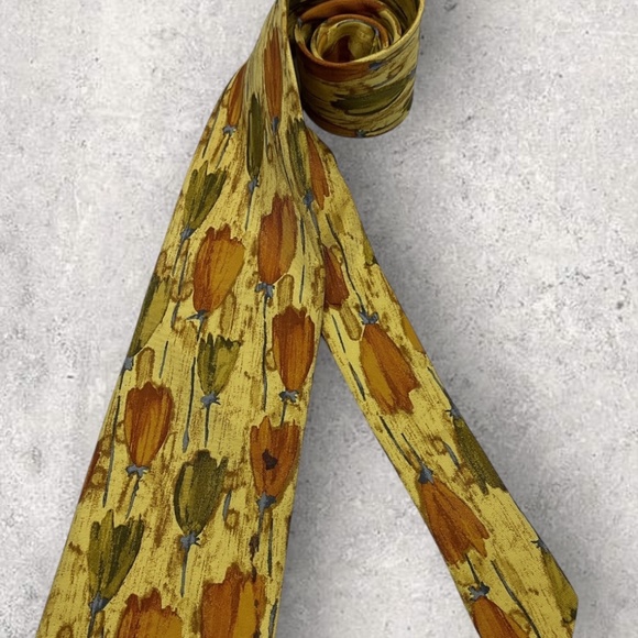 ZADI ANDREWS Yellow/Orange Floral Silk LUXURY Tie ITALY - Picture 6 of 6